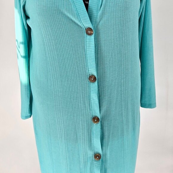 616-39 Lane Bryant teal long sweater cover-up size 14/16 - Picture 3 of 11